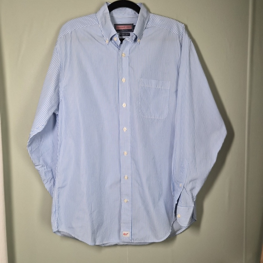 Vineyard Vines Murray Shirt Medium Blue Striped‎
